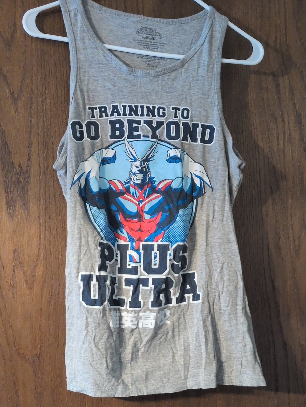 My Hero Academia - Plus Ultra Graphic Muscle Tank - Grey with Red & Blue Print
